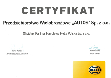 Hella certyfikat
