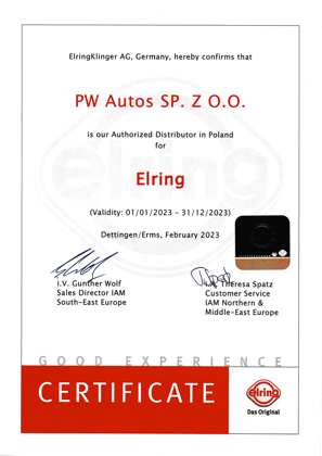 Elring certificate