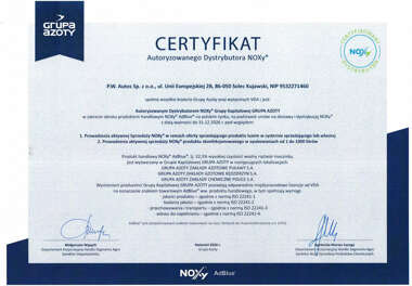NOXy ® - GRUPA AZOTY certyfikat