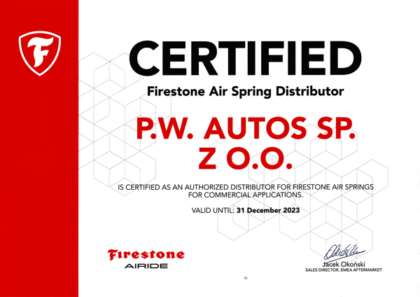 Firestone certificate
