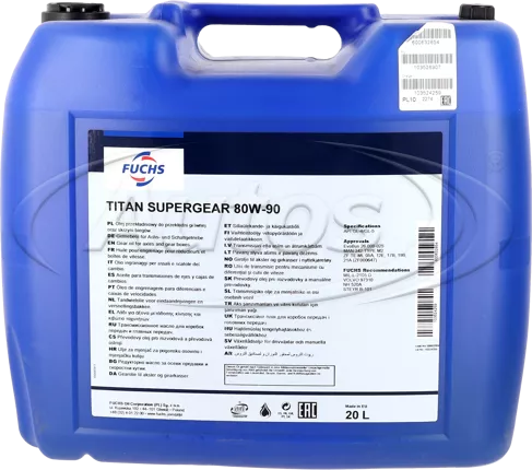 TITAN SUPERGEAR GEAR OIL 80W90 /20L PACKAGING/ BUD Fuchs SUPERGEAR