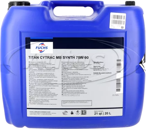 TITAN CYTRAC MB SYNTH GEAR OIL SAE 75W90 /20L PACKAGING/ Fuchs